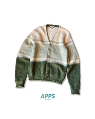60~70's The Oakdale 320 Stripe Patterned Mohair Cardigan ストライプ柄 モヘアカーディガン M