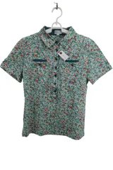 【美品】 半袖ポロシャツ 青緑総柄 レディース 40 ゴルフ用品 2506-0099 中古