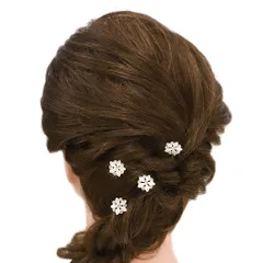 髪飾り Ｕピン 可愛い かんざし 簪 キラキラ パール ラインストーン 花 4点セット 黒留め 訪問着 フォーマル 着物 和装 振袖 成人式 結婚式 卒業式 入園式 卒園式 謝恩会 七五三パーティー W15 003-202 p968　Si