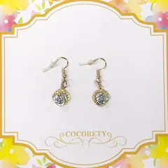 【福祉施設制作】山桜うさぎ作　フックピアス　「バラのフックピアス」NO.4310　P