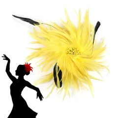 [トカリリ]コサージュ 花 ダンス ヘアアクセサリー フェザー ヘッドドレス 髪飾り 成人式 前撮り 二次会 撮影会 和装 パーティー ウェディング 社交ダンス (レッド) [レッド]