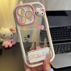 スマホケース　キティーちゃん　透明　立体　鏡　スマホスタンド付き　iPhone対応　アイフォンケース　iPhone16pro/16promax/15/14/13/12/11　可愛いケース　海外限定　新品未使用