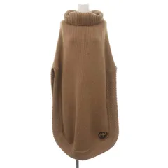 グッチ GUCCI GGロゴ タートルネック キャメル ニット ケープ ポンチョ ニット セーター  ベスト プルオーバー  XL 茶 ブラウン /YQ ■OSのサムネイル