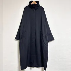 美品 アンティカ オーバーサイズ 都会的ロングコート スタンドカラー&シャツカラー ラグランスリーブ ブラック FREE