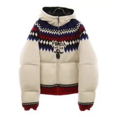PRADA (プラダ) ウールカシミヤ混紡 ノルディック柄ロゴダウンジャケット ホワイト SGC017 S212 10PA