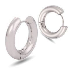 【幅5mm 内径14mm 色：シルバー 1ペア】[Adelina Style] サージカルステンレス フープピアス 太め リングピアス 金属アレルギー対応 男女 プレゼント