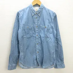 C■ユナイテッドアローズ/UNITED ARROWS B&Y 長袖BDシャツ デニム風 【L】水色/MENS■108【中古】■