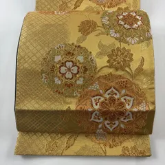 袋帯 美品 秀品 華文 花唐草 金糸 金色 六通 正絹 【中古】