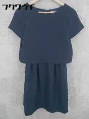 ◇ NATURAL BEAUTY BASIC ナチュラルビューティーベーシック 半袖 膝丈 ワンピース サイズM ネイビー レディース  【1002800397594】