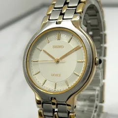 【美品/稼働品】セイコー ドルチェ 腕時計 8J41-6090 クオーツ 薄型 エレガント ドレスウォッチ コンビカラー メンズ レディース ユニセックス アナログ ホワイト文字盤 ゴールド シルバー クリーニング済 SEIKO DOLCE i2