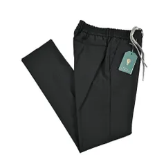 BERWICH ベルウィッチ / SPIAGGIA ポリエステル混ウール ドローコード付きイージースラックス 春夏秋 ブラック 424702