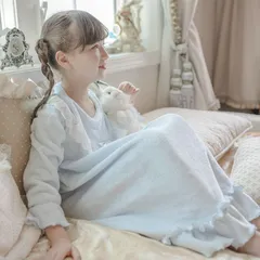 【ブルー】ふわふわフリースネグリジェ TAK キッズ キャサリンコテージ