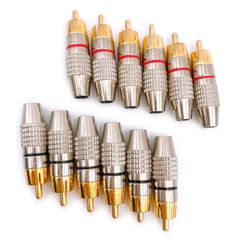Meliore 金メッキ RCA プラグ 端子 はんだ レス タイプ オス PLUG TYPE タイプ B 赤黒 ケーブル 自作 レッド ブラック 12個 セット