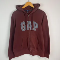 GAP ギャップ ジップアップパーカー スウェット デカロゴ メンズ ブラウン ストリート Mサイズ 古着 アメカジ