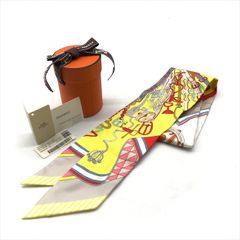 美品 HERMES エルメス ツイリー 鞍職人の花束 マルチカラー イエロー シルク 100％ スカーフ アパレル 服飾小物 バッグ アクセサリー k5957