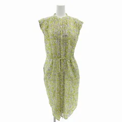 シップス SHIPS colors シャツワンピース ひざ丈 花柄 フレンチスリーブ ウエストリボン 黄 イエロー /FT 0926