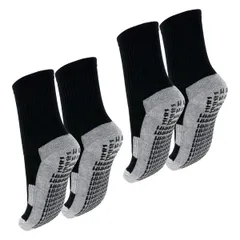 [753japan] サッカー ソックス ジュニア スポーツ 滑り止め 足首サポート 子供 キッズ 靴下 19cm-24cm フットサル テニス バスケ (黒・黒2足セット19cm-24cm) [黒・黒2足セット19cm-24cm] [19.0 cm]