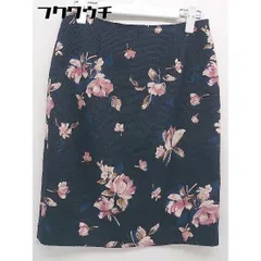 ◇ NATURAL BEAUTY BASIC ナチュラルビューティーベーシック 花柄 膝丈 台形 スカート サイズM ネイビー レディース  【中古】 【1106110015855】