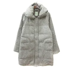 ビームスハート BEAMS HEART ダウンコート 総裏地 ヘリンボーン柄 ウール 1 S グレー /MN