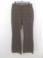 ◇ earth music&ecology チェック フレア パンツ サイズ M ブラウン マルチ レディース E  【1303240009338】