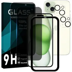 【数量限定】対応 iPhone 15 Plus ガラスフイルム 覗き見防止 【2+2枚セット AGC旭硝子 ガイド枠付き 】iPhone15 plus フイルム のぞき見防止 (2枚) + レンズ保護フィルム (2枚) アイホン15 plus 液晶 保護フィル