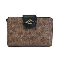 コーチ COACH 折り財布 レディース シグネチャー ミディアム コーナー ジップ ウォレット CW786 IMQRX タン×ブラック