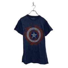 MARVEL 半袖 プリント Tシャツ マーベル キッズ S ネイビー キャプテン・アメリカ クルーネック 古着卸 アメリカ仕入 a607-6517