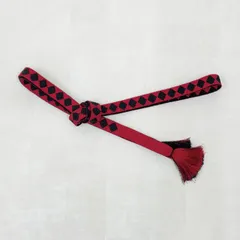 帯締め 平組 中古 振袖用  成人式 赤 黒 ダイヤ 菱形 正絹