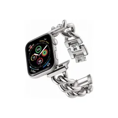Apple Watch バンド ステンレス チェーン ベルト バンド キラキラ アップルウォッチ バンド (38/40/41mm, シルバー)