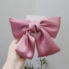 【新品】大きなリボンバレッタ　ヘアピン ロリィタ　くすみピンク　大きい　大きめ