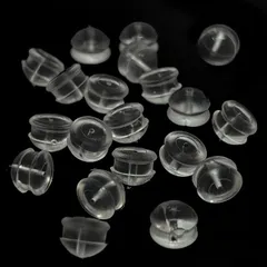 P-374 樹脂 ピアスキャッチ 【タル型】 20個入 10ペア くびれ 半円 シリコンゴム ゴムキャッチ バックキャッチ 落ちない 外れにくい ピアスキャッチャー キャッチ 留め具 クリアー 透明 アクセサリー パーツ ハンドメイド 金属アレルギー対策