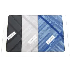 カルバンクライン CALVIN KLEIN ハンカチ 総柄 ロゴ 3点セット チャコールグレー グレー ブルー 青 /YM9のサムネイル