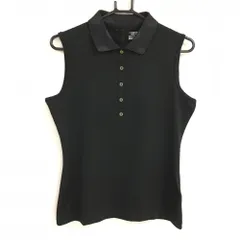 【美品】ナイキ ノースリーブポロシャツ 黒 襟ドット柄 DRI-FIT レディース L ゴルフウェア NIKE