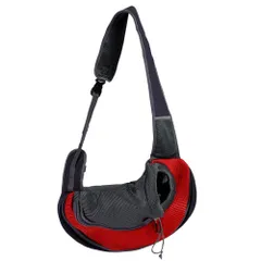 JUSTVEL 犬 抱っこ紐 ペットスリング メッシュ 通気性 小型犬 【散歩革命】 バッグ 猫 ショルダーバッグ 飛び出し防止 抱っこキャリー ドッグスリング 散歩用 (レッドSサイズ) [レッドSサイズ]