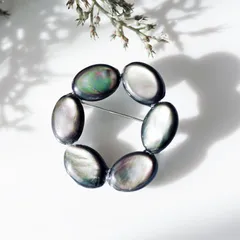 黒蝶貝のサークルブローチ　～黒揚羽（クロアゲハ）