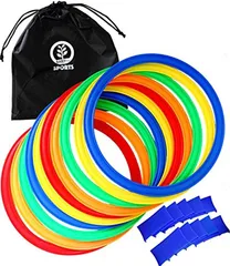 BABY tree ケンケンパ リング フラット フープ リトミック スピードリング サイズ 選べる 10本 セット 収納袋 つき 28cm(カラフル,  28cm)