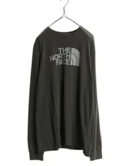 【お得なクーポン配布中!】 ノースフェイス プリント 長袖 Tシャツ メンズ L 古着 アウトドア ロンT ロングスリーブ クルーネック カットソー ワンポイント グリーン