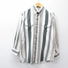 XL/古着 長袖 シャツ メンズ 90s コットン ボタンダウン 白他 ホワイト ストライプ 25oct24 中古 トップス