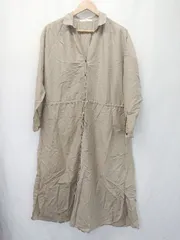 ◇ ⊂ URBAN RESEARCH アーバンリサーチ シルク 七分袖 膝下丈 シャツ ワンピース サイズF ベージュ レディース E  【1410230013852】