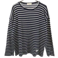 Emporio Armani エンポリオアルマーニ イタリア製 ボーダー柄 長袖 ニット M ネイビー メンズ 古着