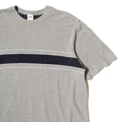 00's オールドネイビー 鹿の子 ボーダー クルーネック コットン Tシャツ 半袖 (L) 霜降り灰×紺 無地 旧タグ オールド ギャップ GAP 2003年 アメリカ古着 USED ビンテージ ヴィンテージ