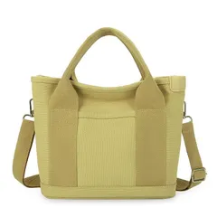 イエローベージュ [クレーデル] トートバッグ?キャンバス?レディース?ショルダーバッグ?斜めがけ 2way?ミニトート 小さめ ハンドバッグ?シンプル?無地?軽量?旅行?通勤 ランチバッグ (ベージュ)