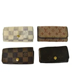 【中古】 4点セット ルイヴィトン LOUIS VUITTON ミュルティクレ 4連 キーケース モノグラム ミニ ダミエ エベヌ アズール レザー 07BW320