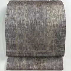 袋帯 美品 秀品 幾何学 箔 灰紫 六通 正絹 【中古】