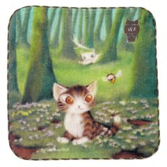 【新品】 アート刺繍ミニタオル森のささやき 941647 わちふぃーるど 猫のダヤン レディースハンカチ タオルハンカチ 240 x 240