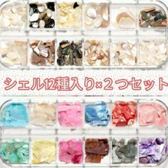 ネイルパーツ 12種入り ２つセット カラフル シェル 貝 フレーク 春 夏 秋