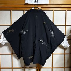 羽織のみ｜黒地に金銀山水刺繍入り 正絹 羽織 男性用フォーマル和装 ンズ 着物 羽織 和風 和モダン 和モード 和洋折衷 和洋ミックスコーデ ビッグシルエット カジュアル 上着 インナー別売り
