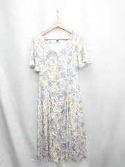 ◇ ⊂ SUPREME.LA.LA. シュープリームララ 総柄 半袖 ロング丈 ワンピース サイズM ブルー ベージュ レディース E  【1503060011942】