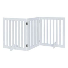 、白い unipaws　木製犬用ゲート、折り式バリア、ペット用家具フェンス