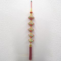 粽 ちまき 合格 受験 お守り 吊るし飾り 五連 房飾りつき 中華雑貨 80cm